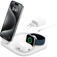 Зарядний пристрій Belkin 3in1 Magnetic Foldable iPhone/Watch/AirPods Qi2 15 W white (WIZ029VFWH) - Фото