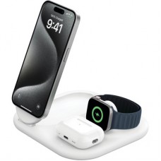 Зарядний пристрій Belkin 3in1 Magnetic Foldable iPhone/Watch/AirPods Qi2 15 W white (WIZ029VFWH) - Фото