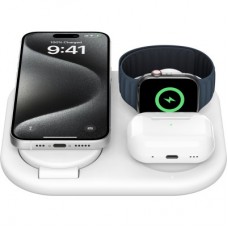 Зарядний пристрій Belkin 3in1 Magnetic Foldable iPhone/Watch/AirPods Qi2 15 W white (WIZ029VFWH) - Фото