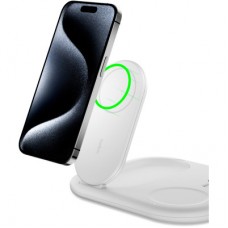 Зарядний пристрій Belkin 3in1 Magnetic Foldable iPhone/Watch/AirPods Qi2 15 W white (WIZ029VFWH) - Фото