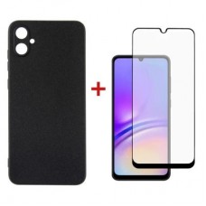 Чехол для мобильного телефона Dengos Kit for Samsung Galaxy A05 (A055) case + glass (Black) (DG-KM-07) - Фото