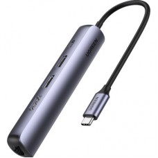 Концентратор Ugreen USB3.0 Type-C to HDMI 4K30Hz/USB 3.0x2/RJ45/PD CM418 (10919) - Фото