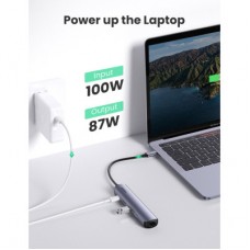 Концентратор Ugreen USB3.0 Type-C to HDMI 4K30Hz/USB 3.0x2/RJ45/PD CM418 (10919) - Фото