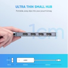 Концентратор Ugreen CM219 HUB Type-C to 4xUSB with USB-C Power Port (Gray) (70336) - Фото