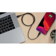 Дата кабель USB 2.0 AM to Lightning 1.0m BRAIDED black Belkin (CAA004BT1MBK) - Фото
