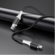 Дата кабель USB 2.0 AM to Micro 5P 1.0m BX79 2.4A Black BOROFONE (BX79MB) - Фото
