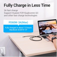 Дата кабель USB-C 3.1 M/F 1.0m 60 W (20 V/3 A) 4K60HZ Thunderbolt 3 Vention (TABHF) - Фото