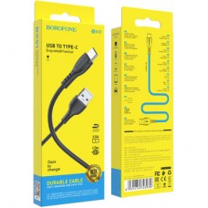 Дата кабель USB 2.0 AM to Type-C 1.0m BX51 Triumph 3A Black BOROFONE (BX51CB) - Фото