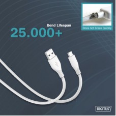 Дата кабель USB 2.0 AM to Type-C 2.0m 60W white Digitus (AK-300340-020-W) - Фото