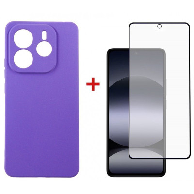 Чохол для мобільного телефона Dengos Kit Xiaomi Redmi Note 14 case Carbon + glass (Purple) (DG-KM-129)