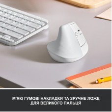 Мышка Logitech Lift Vertical Ergonomic Wireless/Bluetooth White (910-006475) - Фото
