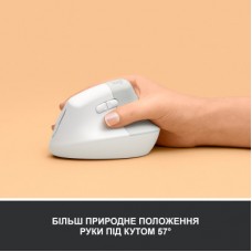 Мышка Logitech Lift Vertical Ergonomic Wireless/Bluetooth White (910-006475) - Фото