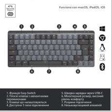 Клавіатура Logitech MX Mechanical Mini Illuminated UA Graphite (920-010782) - Фото