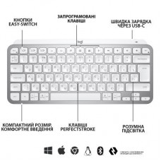 Клавіатура Logitech MX Keys Mini Wireless Illuminated UA Pale Grey (920-010499) - Фото