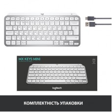 Клавіатура Logitech MX Keys Mini Wireless Illuminated UA Pale Grey (920-010499) - Фото