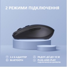 Мышка 2E MF225 Silent Wireless/Bluetooth Black (2E-MF225WBK) - Фото