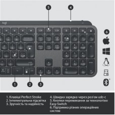 Клавиатура Logitech MX Keys Advanced for Business Wireless Illuminated UA Graphite (920-010251) - Фото