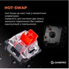 Клавіатура GamePro MK180B Hot-Swap Red Swich RGB USB UA Black (MK180B) - Фото