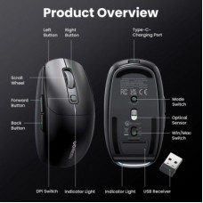 Мышка Ugreen MU103 Wireless/Bluetooth Black (90539) - Фото