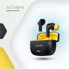 Наушники Canyon Hexagon 7 TWS ANC+ENC Wireless Charge Black/Yellow (CNS-TWS7BY) - Фото