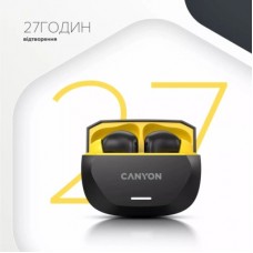 Наушники Canyon Hexagon 7 TWS ANC+ENC Wireless Charge Black/Yellow (CNS-TWS7BY) - Фото
