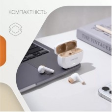 Наушники Canyon Hexagon 7 TWS ANC+ENC Wireless Charge White/Beige (CNS-TWS7WB) - Фото