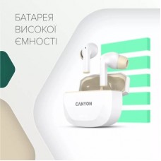 Наушники Canyon Hexagon 7 TWS ANC+ENC Wireless Charge White/Beige (CNS-TWS7WB) - Фото