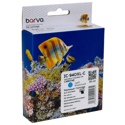 Картридж Barva HP 940XL (C4907AE) 1400 c, Cyan (IC-940XL-C)