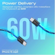 Дата кабель USB-C to USB-C 2.0m 60W PD EcoLine-CC200 black Promate (ecoline-cc200.black) - Фото