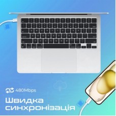 Дата кабель USB-C to USB-C 2.0m 60W PD EcoLine-CC200 white Promate (ecoline-cc200.white) - Фото