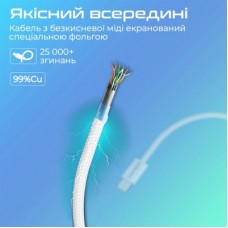Дата кабель USB-C to USB-C 2.0m 60W PD EcoLine-CC200 white Promate (ecoline-cc200.white) - Фото