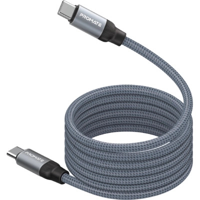 Дата кабель USB-C to USB-C springy.grey Promate (springy.grey)