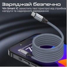 Дата кабель USB-C to USB-C springy.grey Promate (springy.grey) - Фото