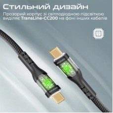 Дата кабель USB-C to USB-C transline-cc200.black Promate (transline-cc200.black) - Фото