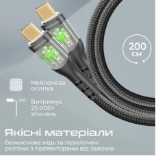 Дата кабель USB-C to USB-C transline-cc200.black Promate (transline-cc200.black) - Фото