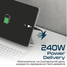 Дата кабель USB-C to USB-C powerbolt240-2m.black Promate (powerbolt240-2m.black) - Фото