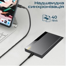 Дата кабель USB-C to USB-C powerbolt240-2m.black Promate (powerbolt240-2m.black) - Фото