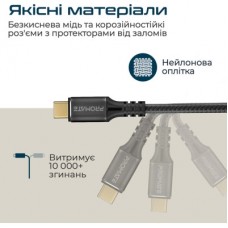 Дата кабель USB-C to USB-C powerbolt240-2m.black Promate (powerbolt240-2m.black) - Фото