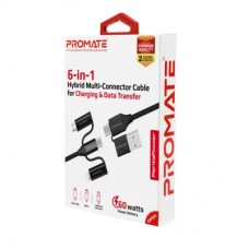 Дата кабель USB 2.0 AM to Lightning + Micro 5P + Type-C pentapower.black Promate (pentapower.black) - Фото