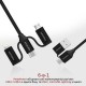 Дата кабель USB 2.0 AM to Lightning + Micro 5P + Type-C pentapower.black Promate (pentapower.black)