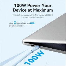 Дата кабель USB-C to 2xUSB-C 1.5m 5.0A Silicone Type Blue Vention (CTMSG) - Фото