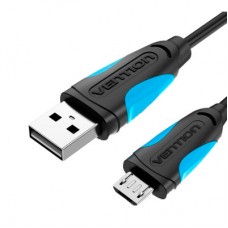 Дата кабель USB 2.0 AM to Micro 5P 0.5m Black Vention (VAS-A08-B050) - Фото