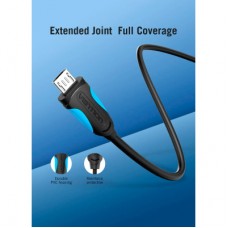 Дата кабель USB 2.0 AM to Micro 5P 0.5m Black Vention (VAS-A08-B050) - Фото