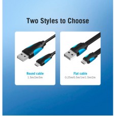 Дата кабель USB 2.0 AM to Micro 5P 0.5m Black Vention (VAS-A08-B050) - Фото