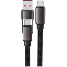Дата кабель USB-C to USB-C/A 1.2m 3.0 A zink alloy C13-04 Black Acefast (6974316282334) - Фото