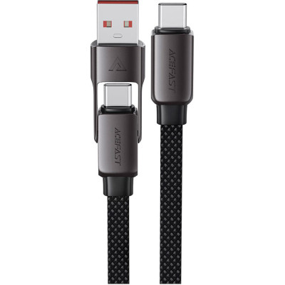 Дата кабель USB-C to USB-C/A 1.2m 3.0 A zink alloy C13-04 Black Acefast (6974316282334)