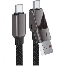 Дата кабель USB-C to USB-C/A 1.2m 3.0 A zink alloy C13-04 Black Acefast (6974316282334) - Фото