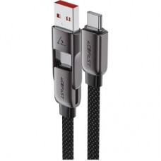 Дата кабель USB-C to USB-C/A 1.2m 3.0 A zink alloy C13-04 Black Acefast (6974316282334) - Фото