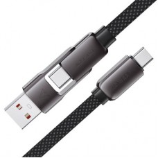 Дата кабель USB-C to USB-C/A 1.2m 3.0 A zink alloy C13-04 Black Acefast (6974316282334) - Фото