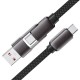Дата кабель USB-C to USB-C/A 1.2m 3.0 A zink alloy C13-04 Black Acefast (6974316282334)